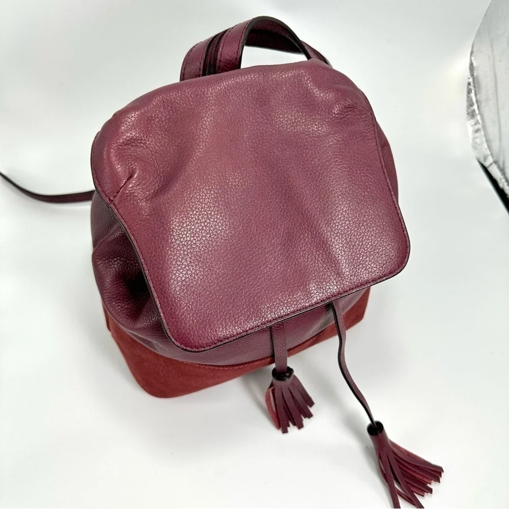 Rebecca Minkoff burgundy mansfield leather backpack with tassels